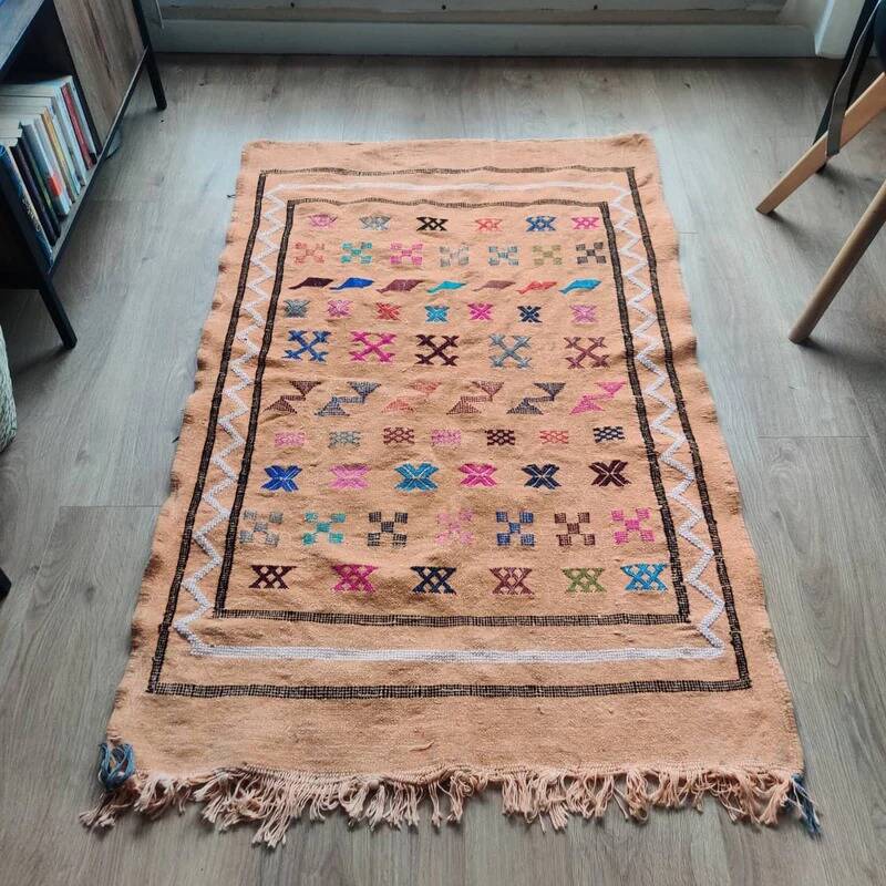 Bohemian beige Moroccan rug