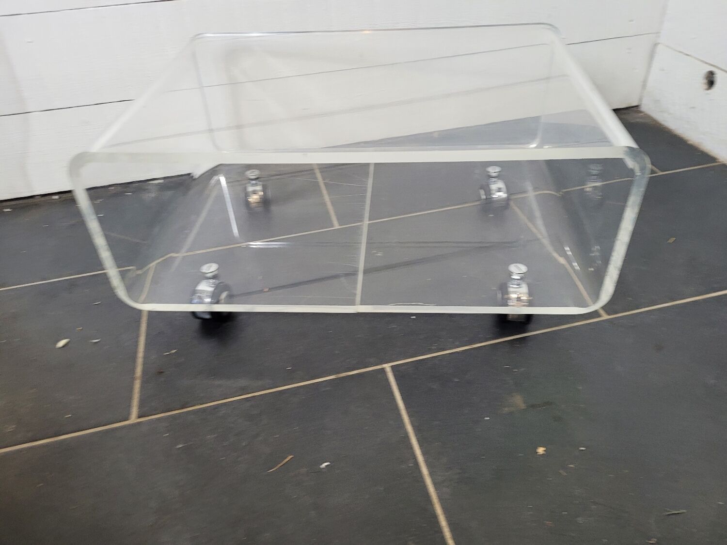 70s transparent plexiglass coffee table