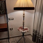 Lampadaire/table tripode italien en laiton et céramique années 1950