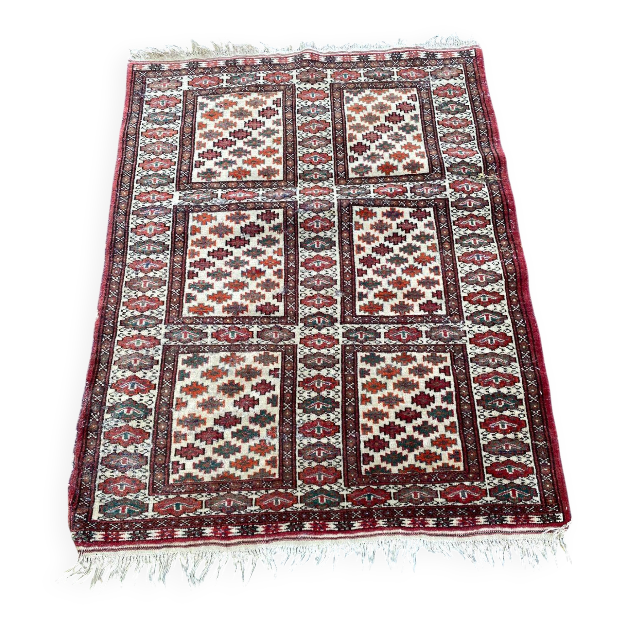 Burgundy Afghan wool Persian rug 95x125cm