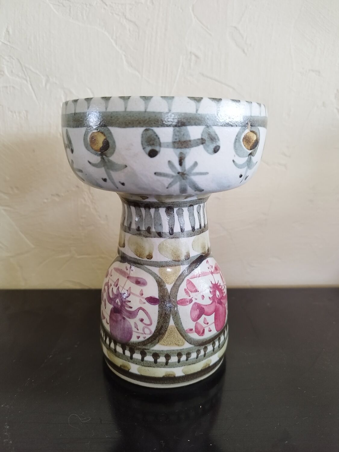 Kéraluc Faience Candle Holder Quimper signed L'Helguen