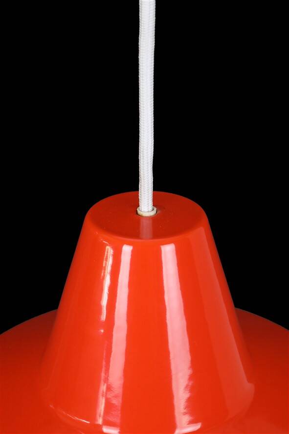 Louis Poulsen / Axel Wedel Madsen “Arbejdspendel” enamel pendant lamp / Danish industrial design / orange