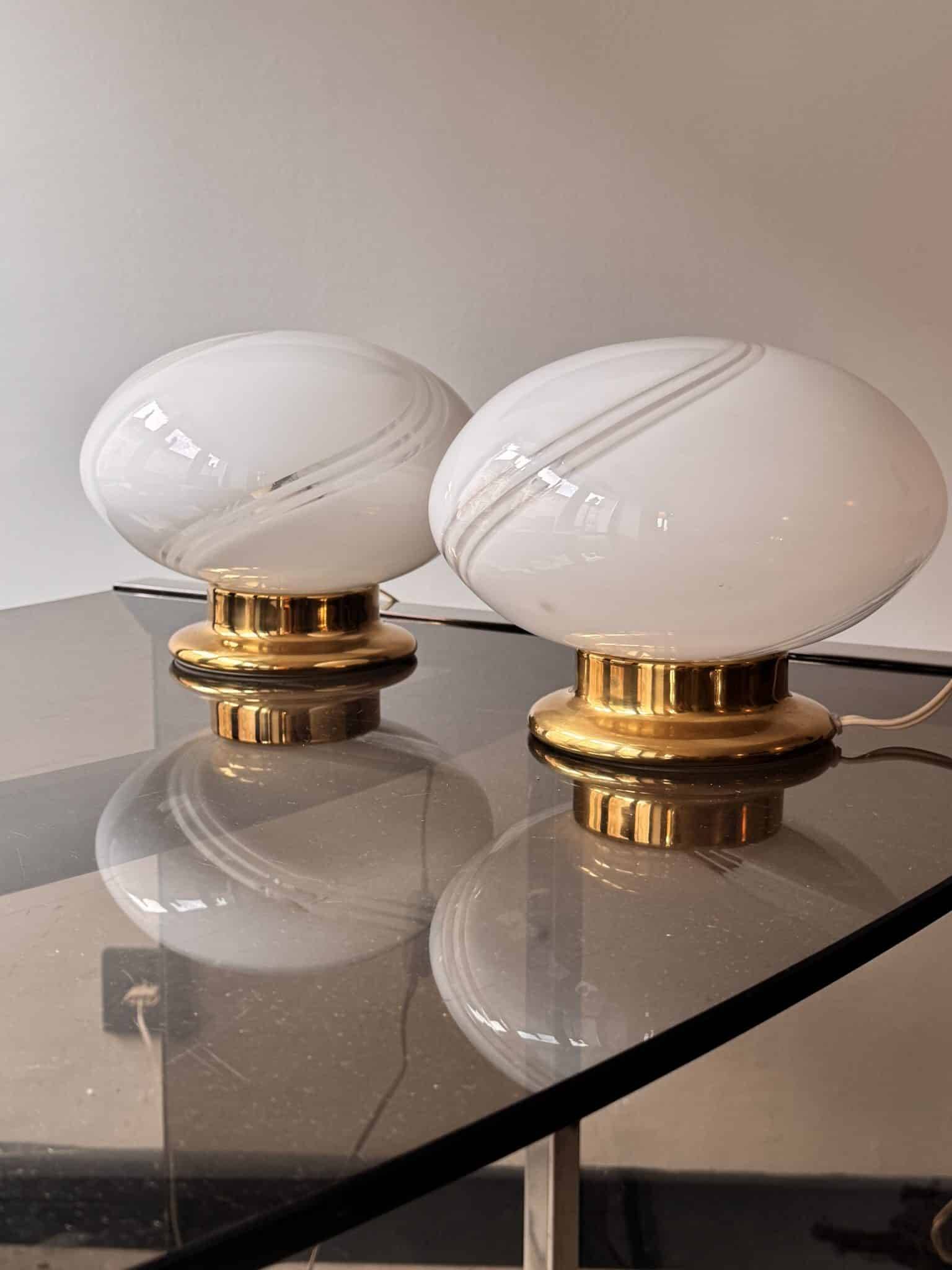 Pair of Murano glass table lamps – Italy, 1970s