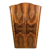 Armoire Art Déco vintage des années 1930 en noyer figuré avec intérieur agencé.
