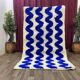 Handmade natural wool rug in blue