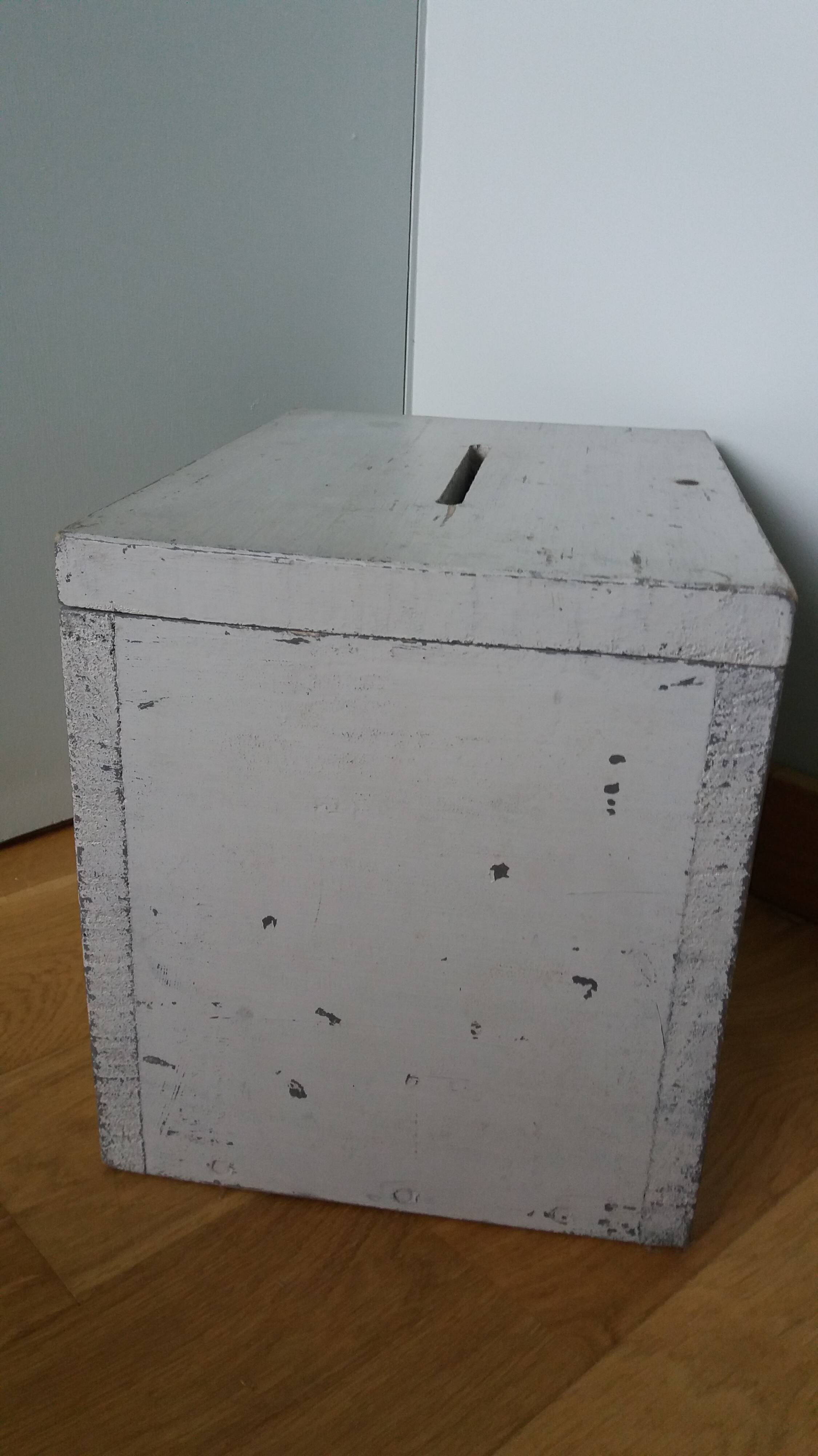 Old ballot box, solid wood chest