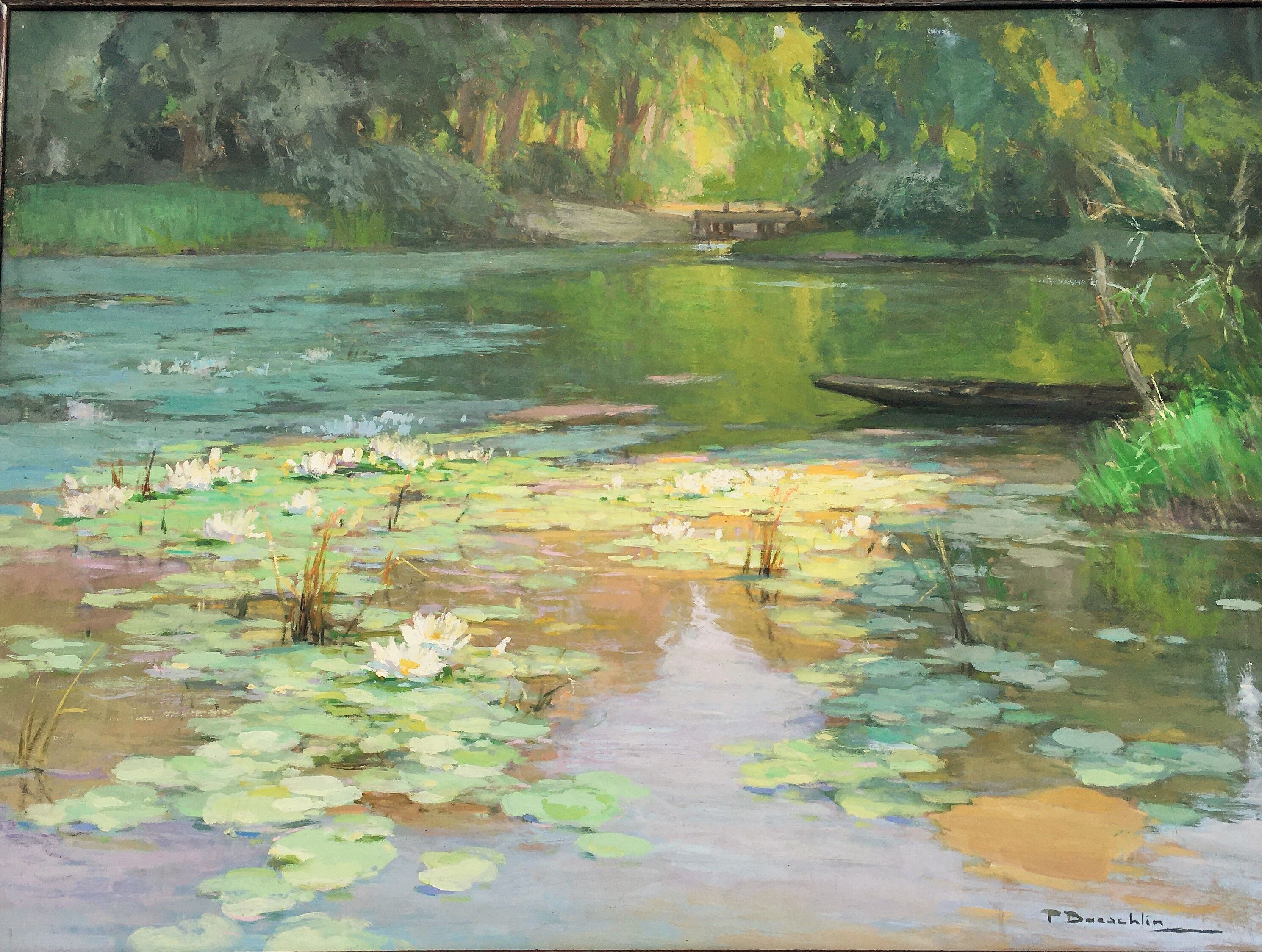 Oil painting on masonite panel pierre laurent baeschlin circa 20 30