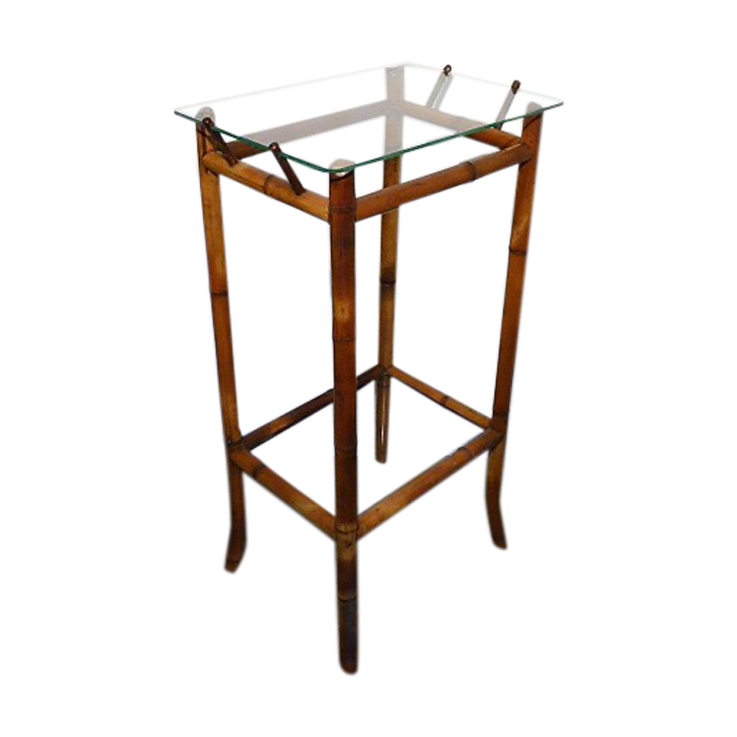 Bamboo console and glass tray 1970s