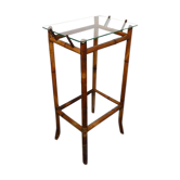 Console en bambou et plateau verre 1970