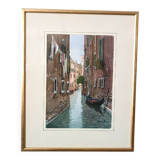 Watercolor depicting a glimpse of a canal in Venice or Chioggia signed