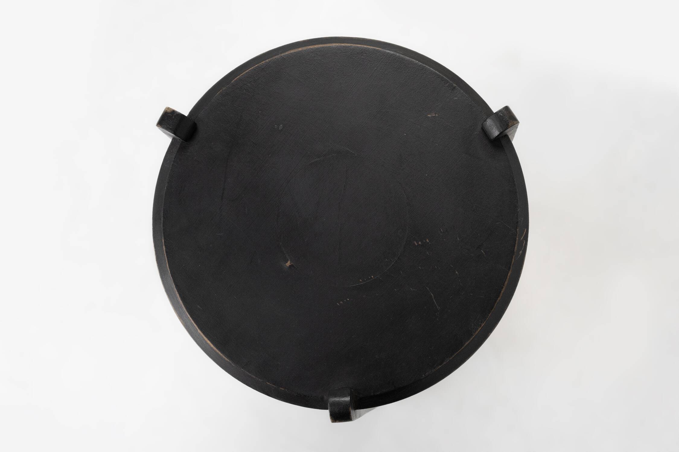 Art Nouveau side table in blackened wood with storage basket, Belgium ca. 1910