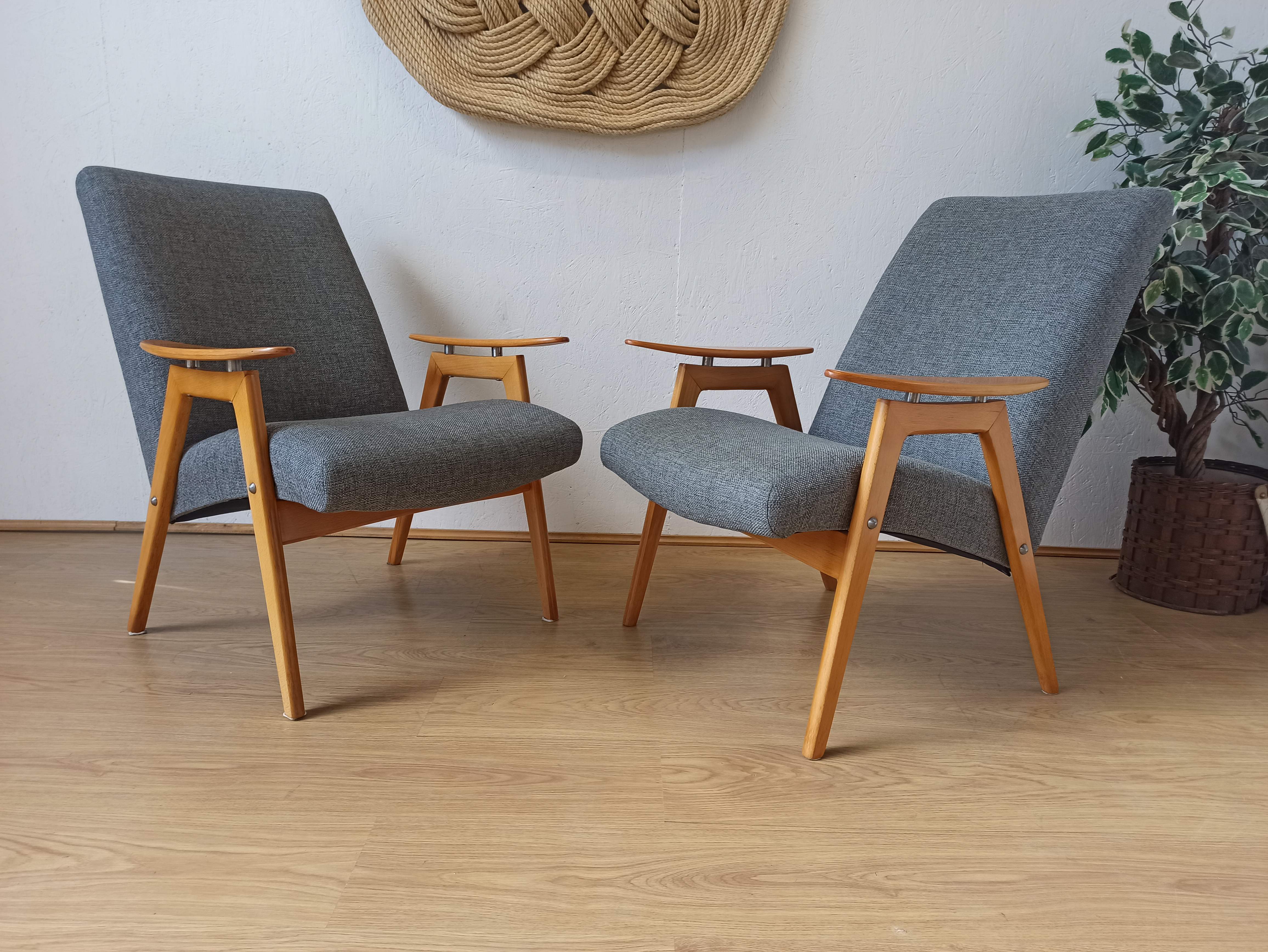 2 designer armchairs by j. šmidek, 1970s.