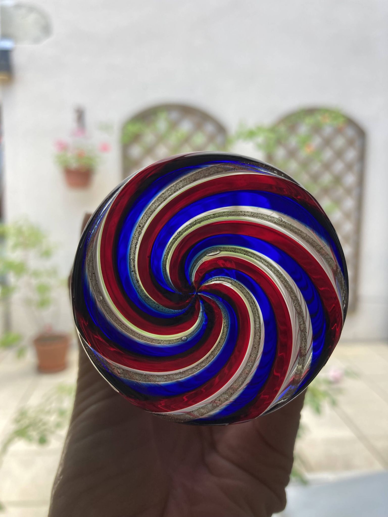 6 verres gobelets d'art Murano spirales tricolores