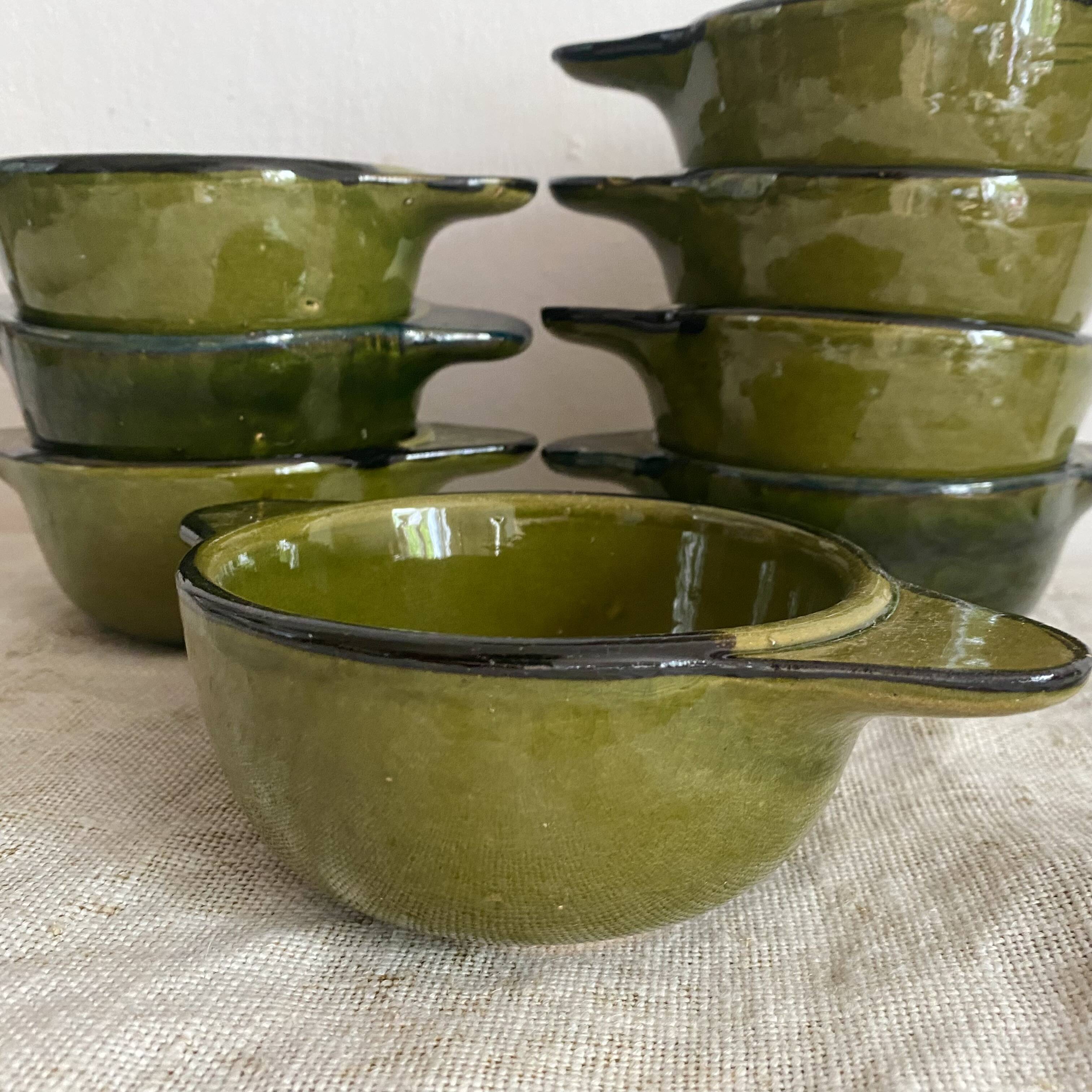 Kaki ceramic ear bowls from the 1970s