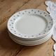 6 vintage dessert plates in white earthenware – blue fleur-de-lis decoration