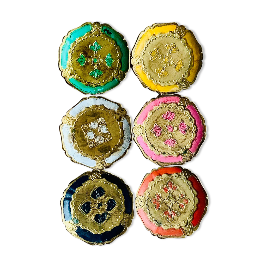 Lot De 9 Sous-verres En Métal Vintage - Dessins Enfants - Occasion