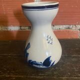Antique DELFT Vase White Ceramic Blue Decor Vintage Mill #D573