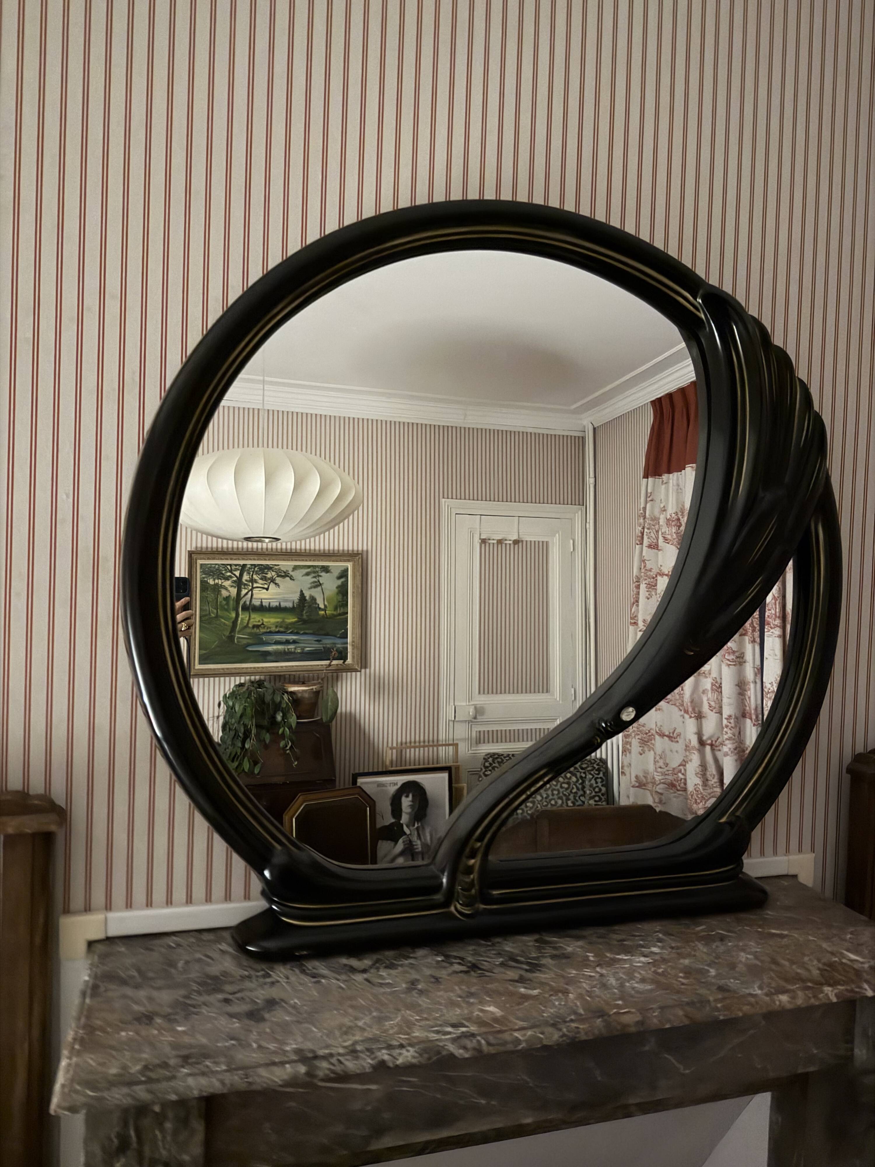 Postmodern "Black Swan" large mirror, 1970s-1980s.