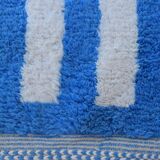 Moroccan Berber blessed ouarain rug modern blue and white