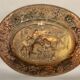 Pair Of Oval Plates In Brass Repulsed 19th century decorated with taverns