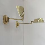 Pair of vintage adjustable wall lights, brass, France, 1970