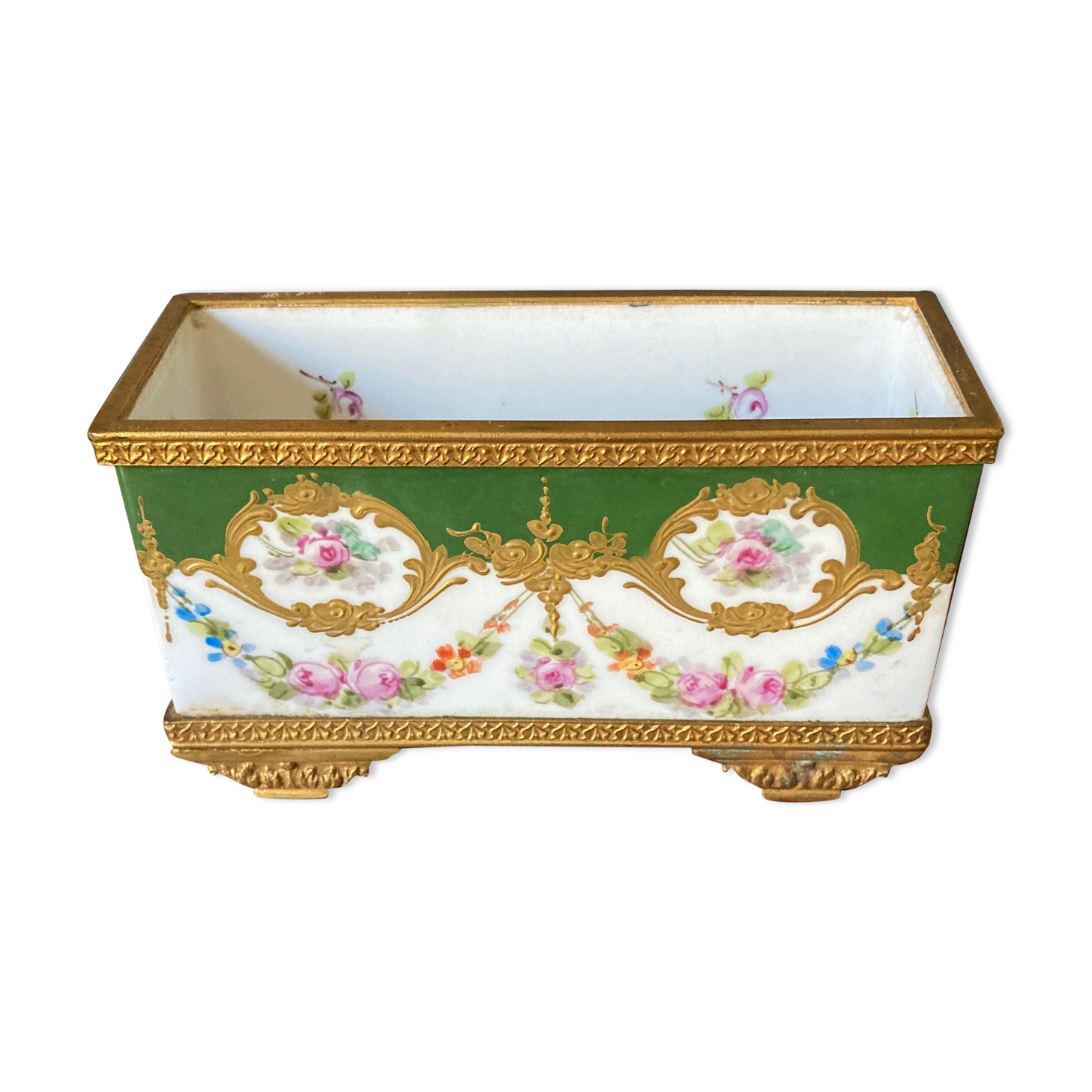 Vase flower garden center table bronze and porcelain of sevres