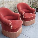 Paire de fauteuils crapaud velours