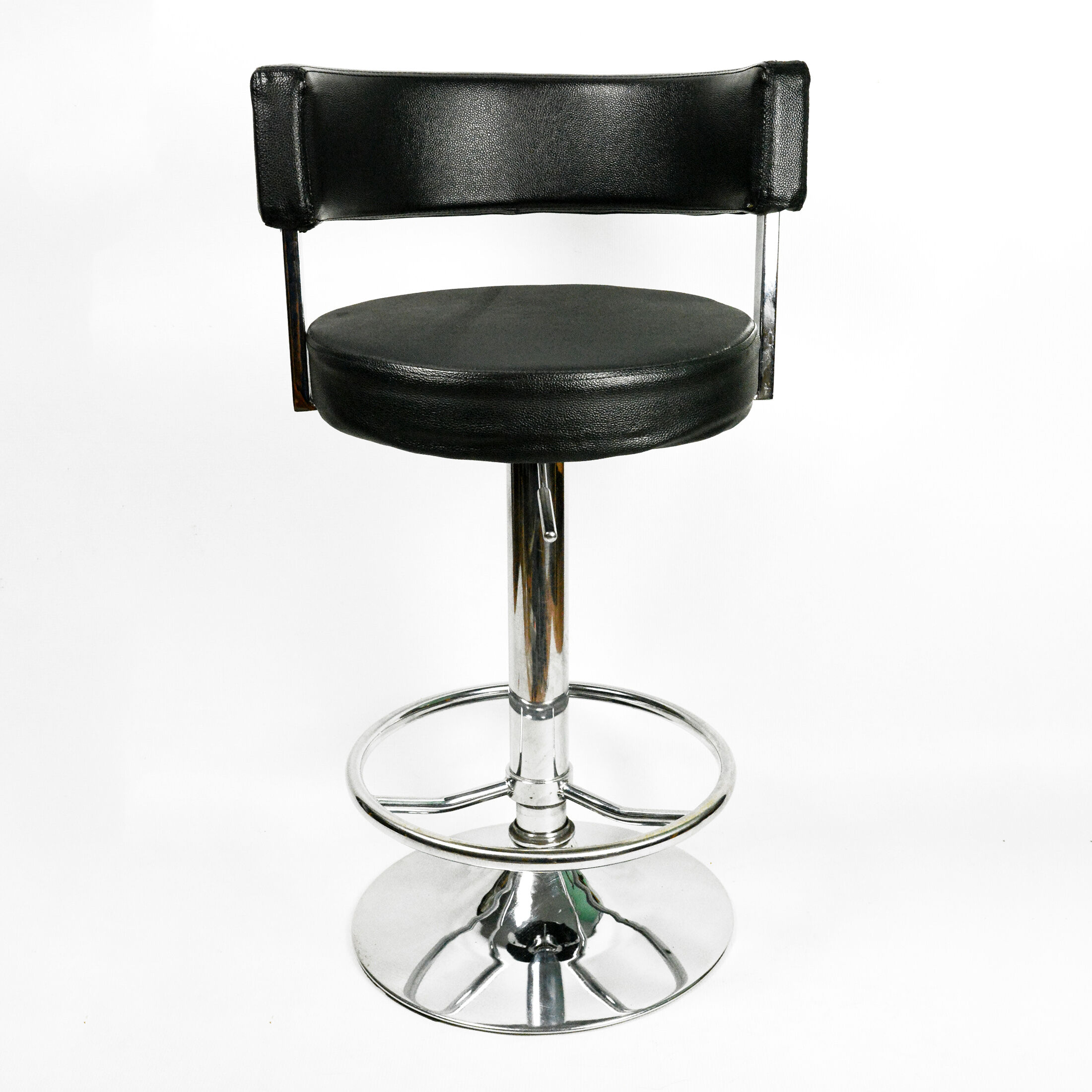 Bar stool black, eco-leather, Germany 90s