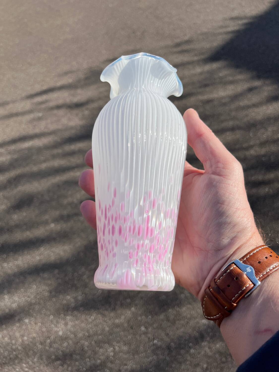 Old Opaline Glass Vase Clichy Pantin