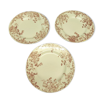 Iron Earth Plates Lot of 3 old vintage antique porcelain