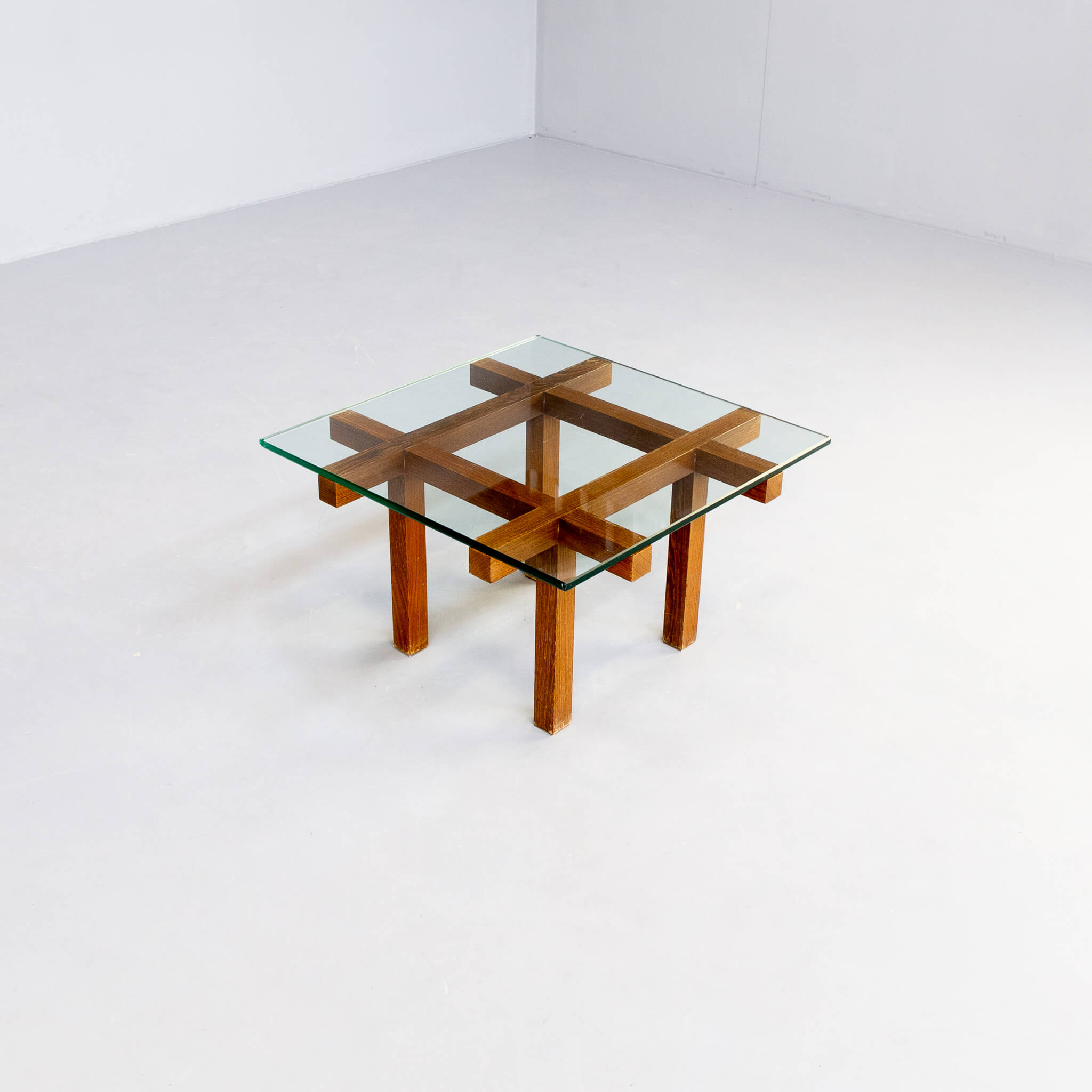 50s Alfred Hendrickx wood and glass coffee table for Belform