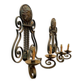 Pair of neoclassical wrought iron wall lights