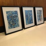 Cubist oil on paper signed Patrick Boudon circa 1970