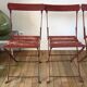 set of 4 folding iron and wood garden chairs early twentieth century