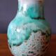 Blue-green ceramic vase signed Pierre Lion, 1960s
