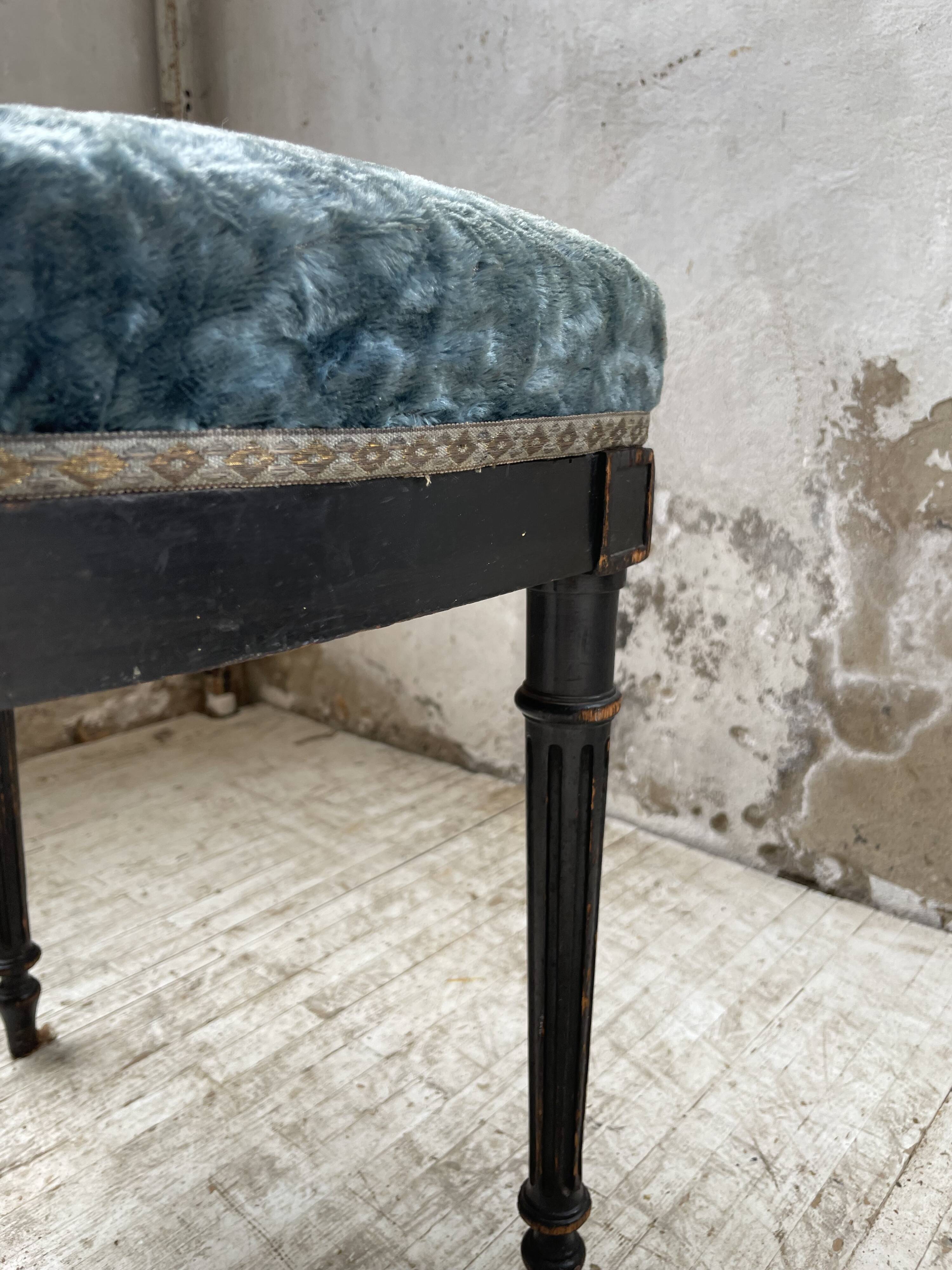 Chaise Napoléon 3 velours bleu