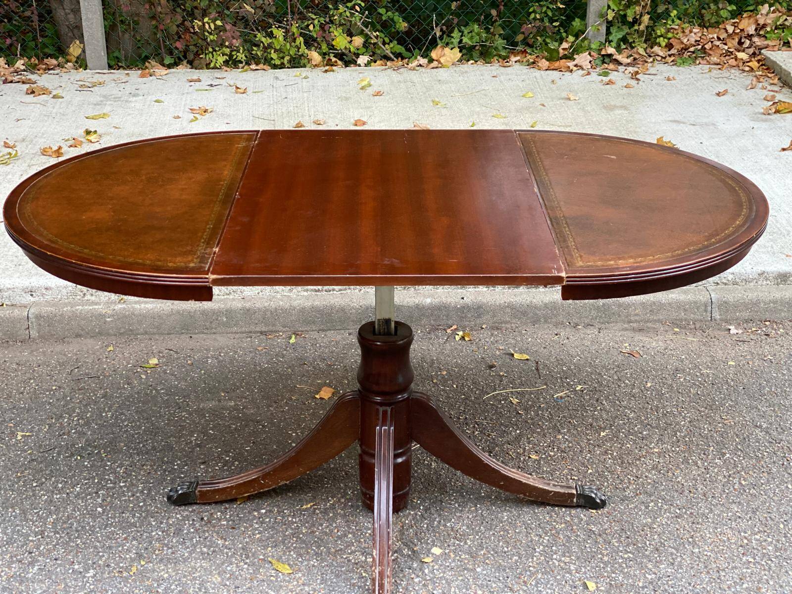 Table à manger ronde relevable et extensible avec pied central 90cm