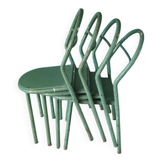4 chaises  mobilor en tube  vert