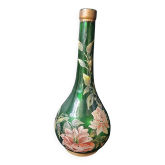 Antique enamelled carafe with rose decoration