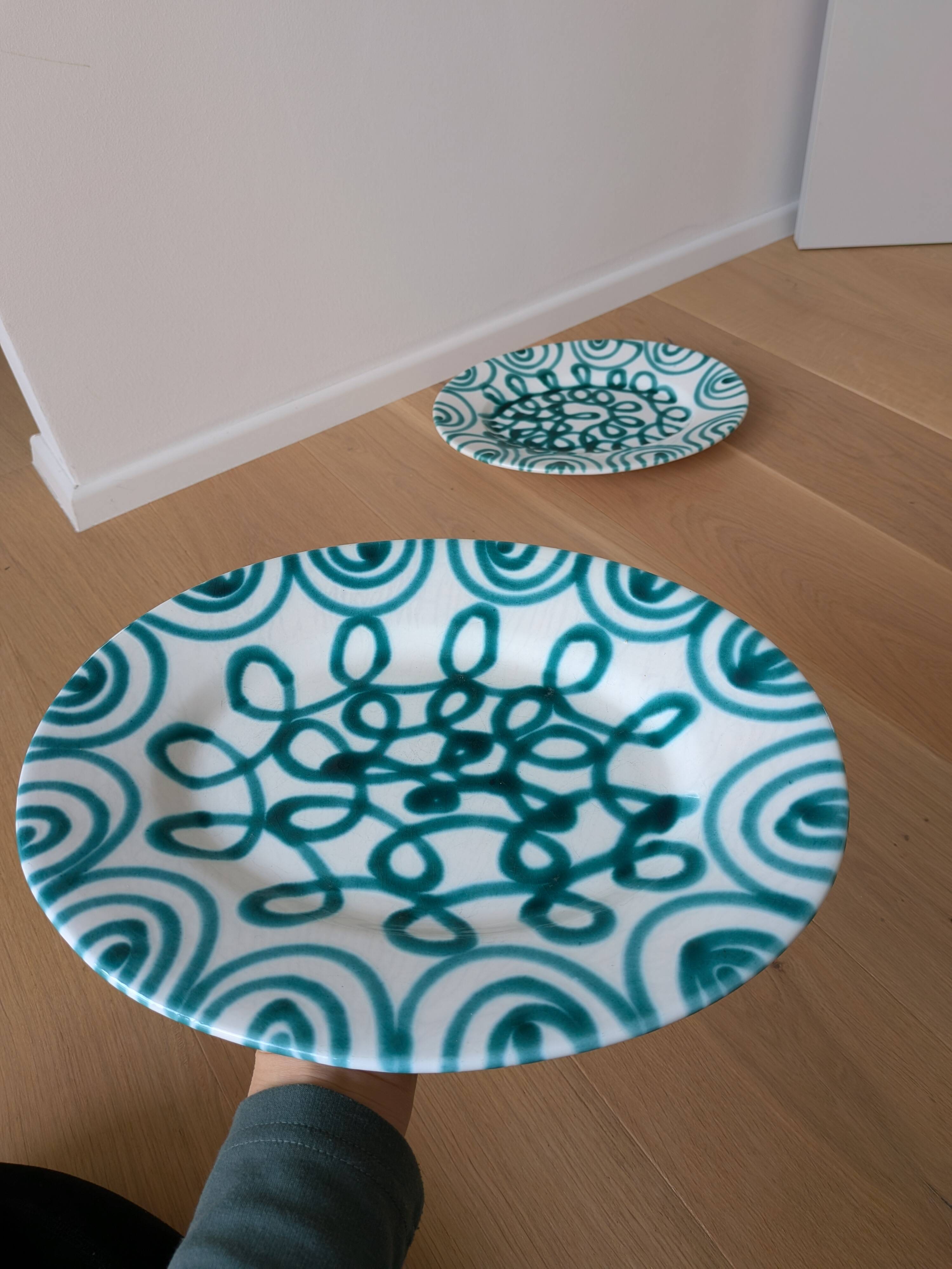 Vintage Gmundner Keramik Serving Oval Plate / Austria / Green Flamed / 2