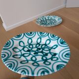 Vintage Gmundner Keramik Serving Oval Plate / Austria / Green Flamed / 2