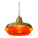 Mid-century Danish style orange brass suspension light.