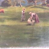 Oil on canvas 19th Cows in the meadow