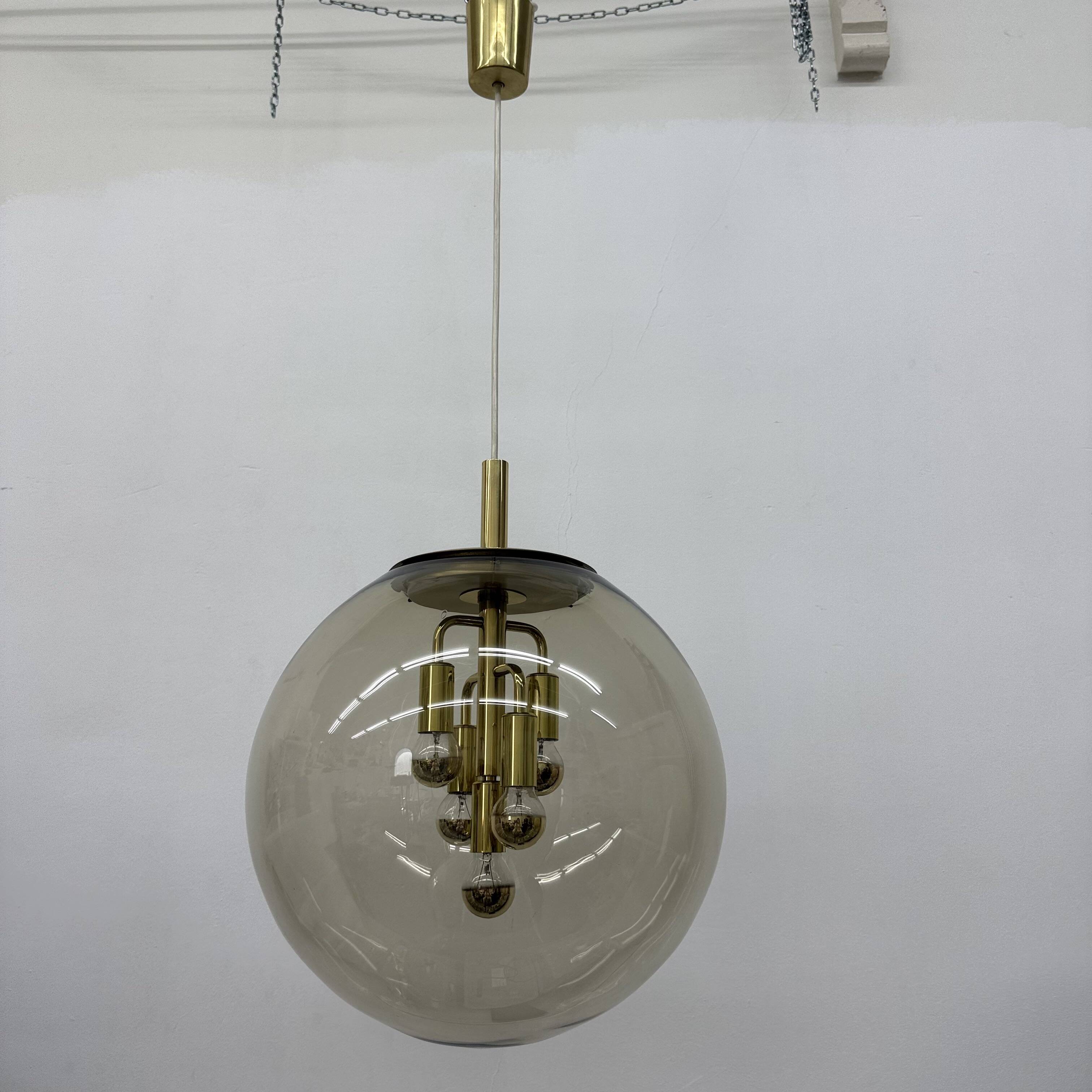 Doria Leuchten globe glass hanging lamp , 1970s