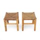 Rattan and woven straw stools, 1960s, set of 2