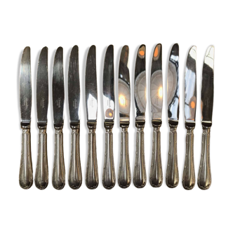 Set of 12 large silver-plated knives from Christofle, Rubans model