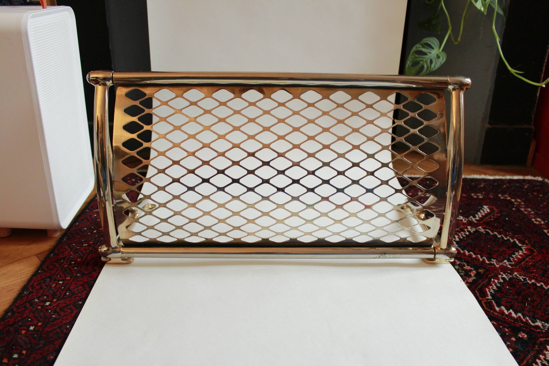 Old brass train luggage rack