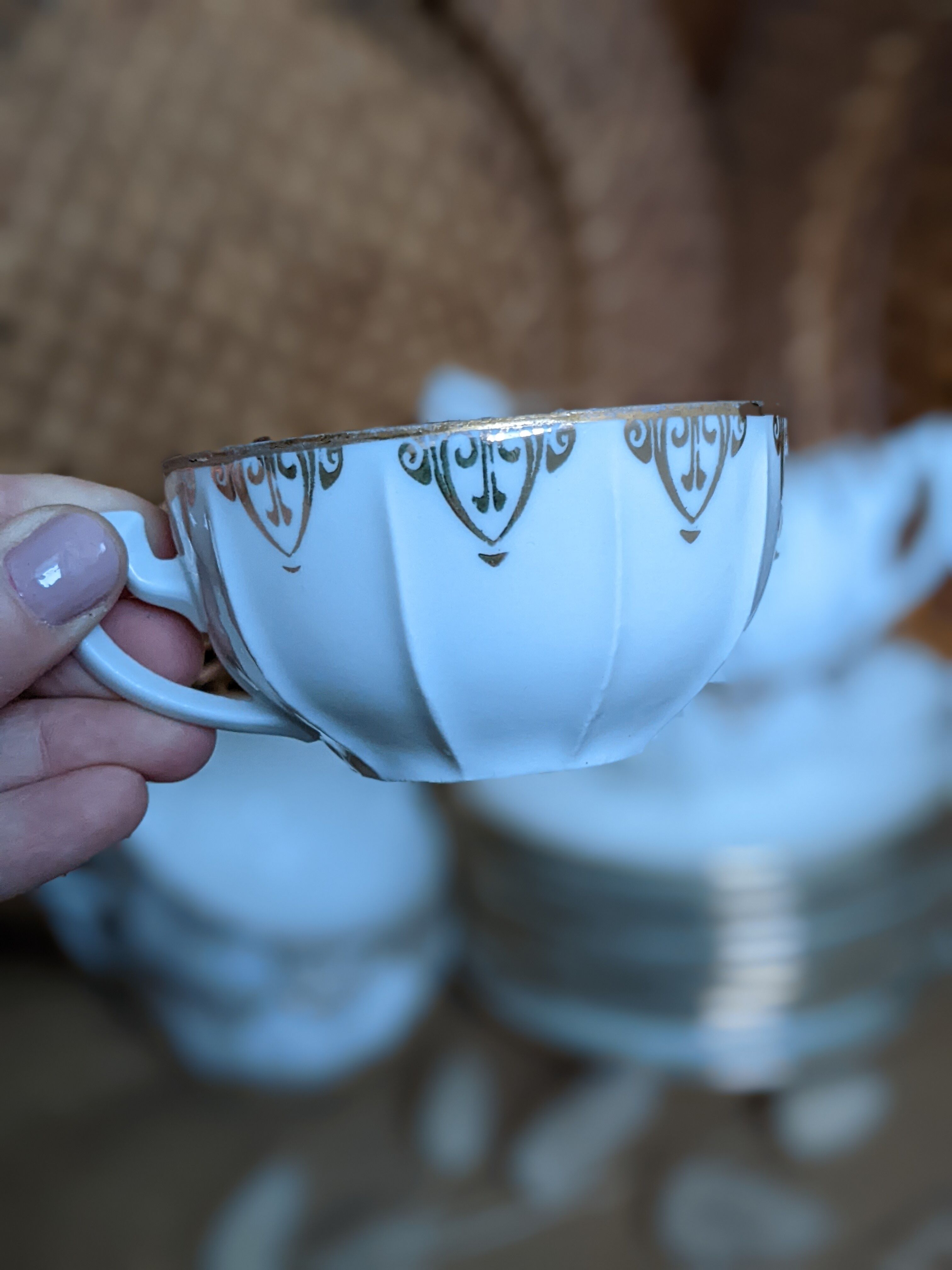 Vintage tea coffee service fine porcelain art deco gilded