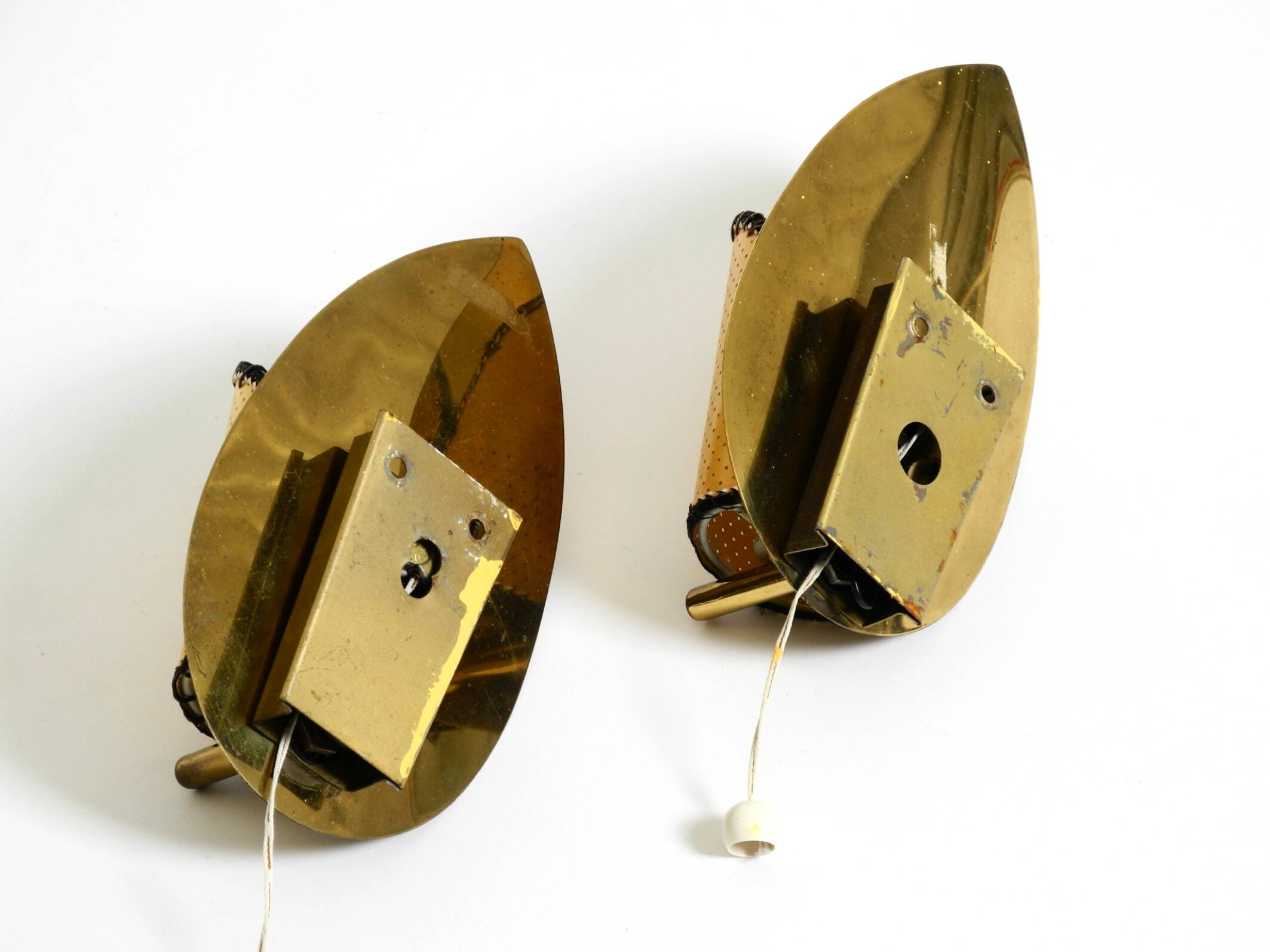 Two enchanting original Mid Century Modern brass wall lamps