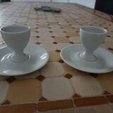 2 white egg cups in Limoges porcelain